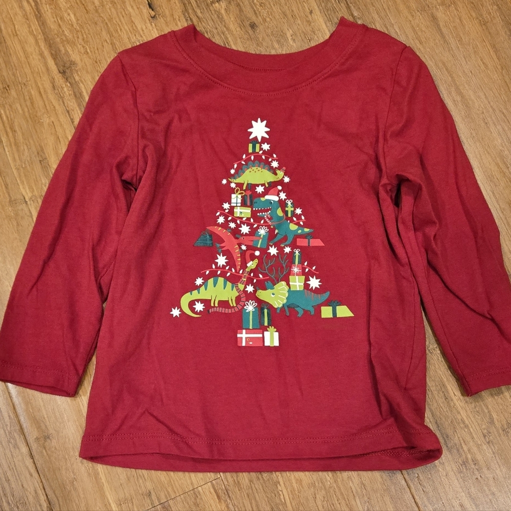 Cat & Jack Long Sleeve Dinosaur Christmas Shirt